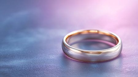 Wedding rings on a blue background. 3d rendering.の写真素材