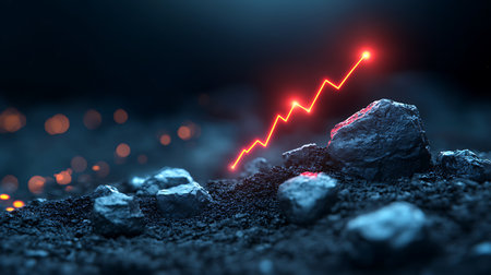 Investment concept. 3D illustration of graph on dark background.の写真素材