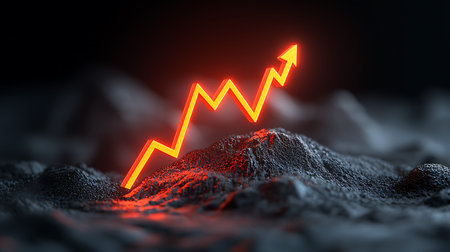 Growing graph on the ground. 3d illustration. Business concept.の写真素材
