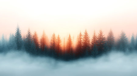 Foggy winter forest background. Vector illustration. Eps 10.
