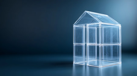 House wireframe on a blue background. 3d rendering mock upの写真素材