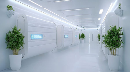 3D CG rendering of Modern building hallway. 3D rendering.の写真素材