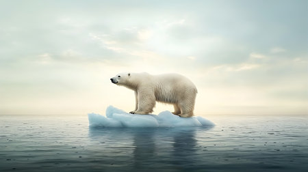 Polar bear (Ursus maritimus) on the ice floe. 3d illustrationの写真素材
