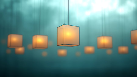Lanterns hanging on the ceiling. 3D rendering.の写真素材