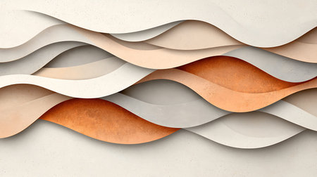 Paper cut abstract waves background. 3d render. Paper art style.