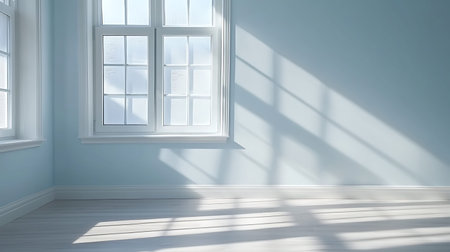 Empty room with window and light from the window. 3d render