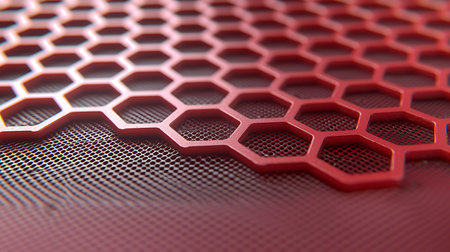 Red hexagon grid background. 3d rendering, 3d illustration.の写真素材