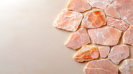 Pieces of raw jamon on a light background, top viewの写真素材