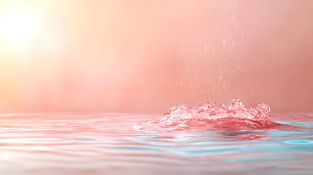 Water splash with drops of water on colorful background. 3d rendering