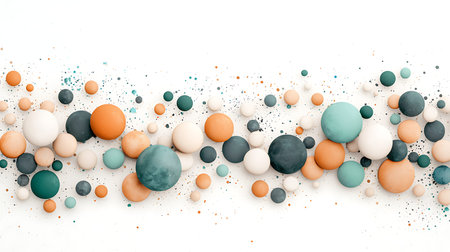 3d rendering of abstract background with multicolor balls in white space