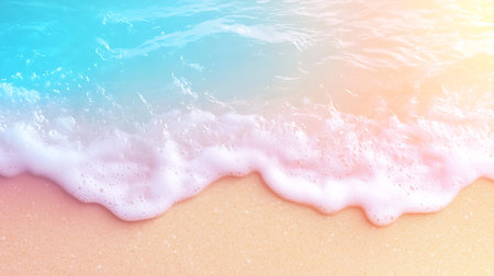 Sea wave on sandy beach background with copy space. Summer concept.の写真素材