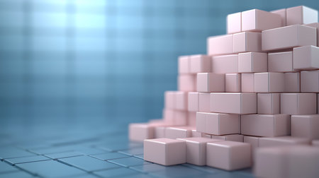 abstract 3d illustration of pink cubes in front of blue background