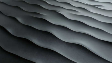 Abstract 3d rendering of wavy surface. Dark background with waves