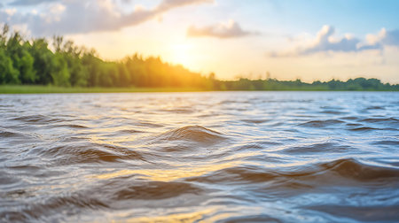 Sunset on the lake. Nature background. Landscape of nature.の写真素材