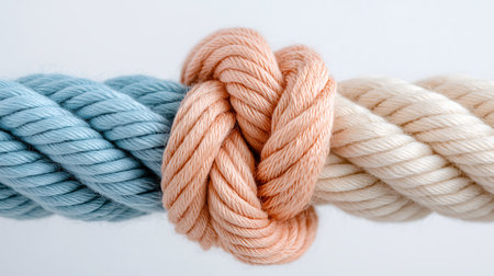 colorful rope on a white background close-up, soft focusの写真素材
