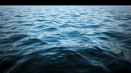 Blue sea water surface with ripples and waves. Abstract natural backgroundの写真素材