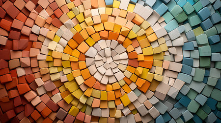 3d render of colorful mosaic tile wall background. Colorful mosaic background.の写真素材