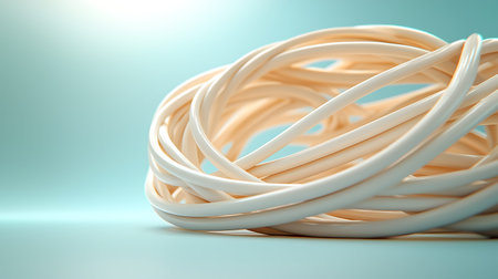 Copper wire isolated on blue background. 3d render illustration.