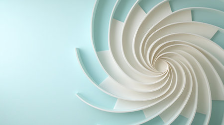 3d illustration of abstract geometric composition made of spiral elements in pastel colorsの写真素材