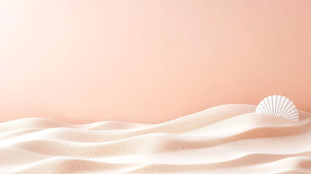 Summer background with white sand and seashell. 3d rendering.の写真素材