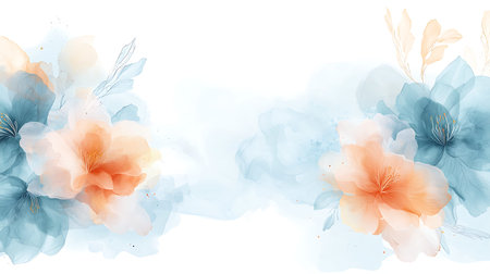 Watercolor floral background. Hand painted flowers. Vector Illustration.の写真素材