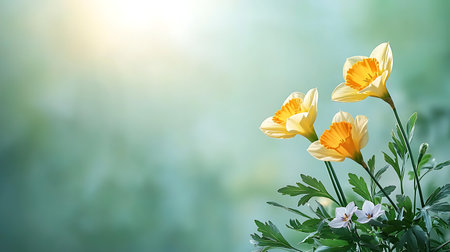 Spring flowers daffodils. Floral background. Springtime.の写真素材