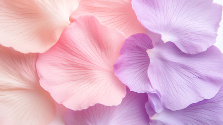Pink and purple petals of sweet pea on a white backgroundの写真素材