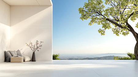 Modern bright interiors 3D rendering illustration. Computer generated image.の写真素材