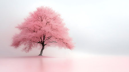 Pink tree on a white background. 3d render. Nature concept