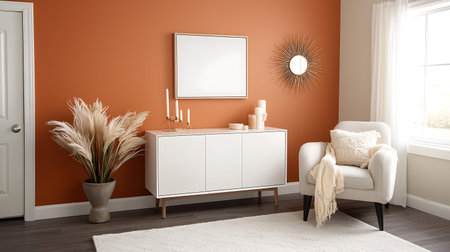 Interior of modern living room with commode, 3d render