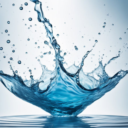 water splash isolated on white background. Blue water splash close up.の写真素材