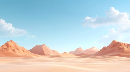 Desert landscape with sand dunes. 3d render illustration.の写真素材