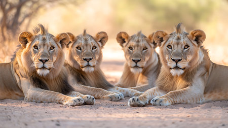 Group of lions in Kruger National Park, South Africa ; Specie Panthera leo family of Felidaeの写真素材