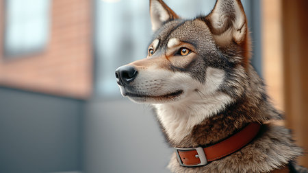 Portrait of a beautiful Siberian Husky dog. Close-up.
