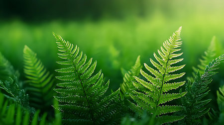 Beautiful green fern leaves in the forest. Nature background.