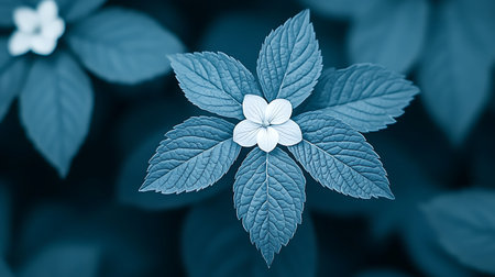 Beautiful blue flower on a green background. Nature concept. Toned.の写真素材