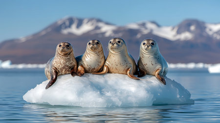 seals on ice floe in the arctic, Antarctic watersの写真素材