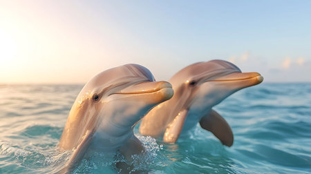 Dolphins in the sea. Beautiful dolphins in the ocean. 3d rendering