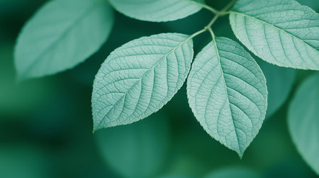 Green leaves background with soft focus and shallow depth of field. Nature concept.の写真素材
