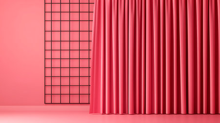Curtain with red curtains on a pink background. 3d renderingの写真素材