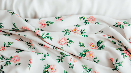 Crumpled fabric with floral pattern background - Vintage Light Filter processing