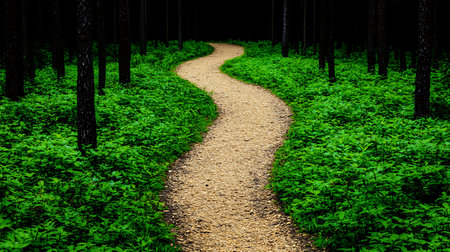 Conceptual image of a path in the woods leading to the forestの写真素材