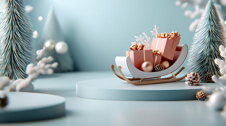 Christmas and New Year background. 3d rendering, 3d illustration.の写真素材