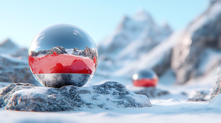 Flag of the Netherlands in a glass sphere on the rocks. 3D renderingの写真素材