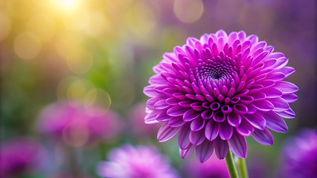 Purple chrysanthemum flower in the garden with bokeh backgroundの写真素材