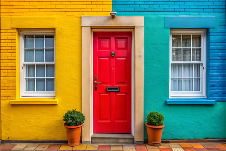 Colorful front door of a house in San Francisco, California.の写真素材