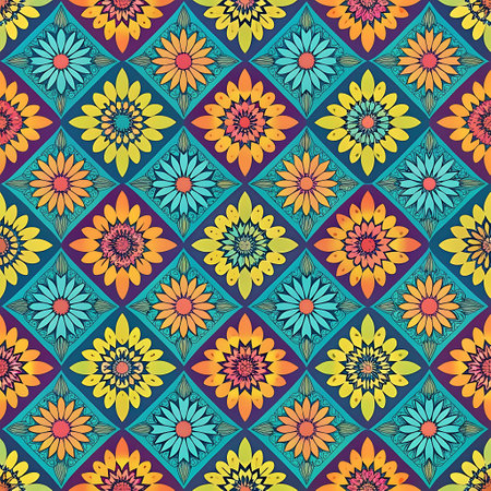 Seamless vector pattern. Colorful ethnic ornament. Arabesque styleの写真素材