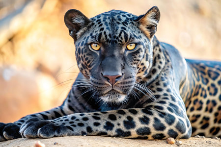 Portrait of a leopard (Panthera pardus)の写真素材