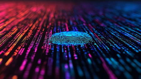 Futuristic technology background with binary code. Abstract 3d renderingの写真素材