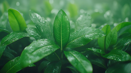 Green leaf background with bokeh light. Nature and environment concept.の写真素材